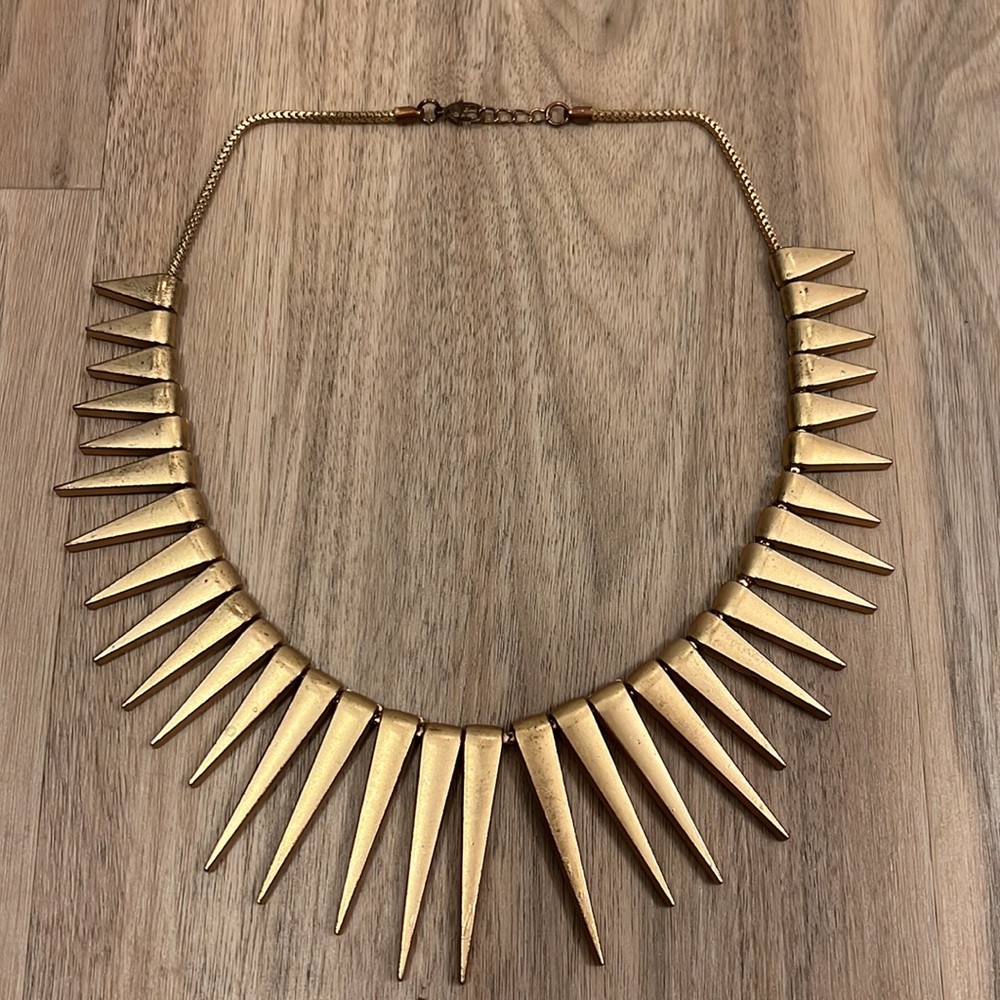 Solar Flare Brushed Satin Gold Bronzed Tone Statement Necklace
